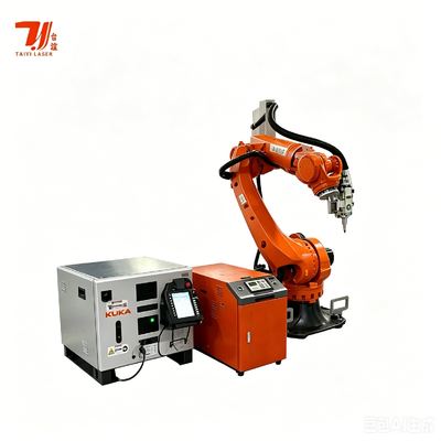 Sistema de soldadura láser robótico IPG de 4000W con robot KUKA KR35 para soldadura de piezas metálicas complejas 3D